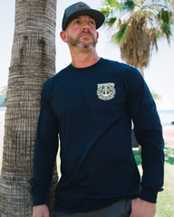 Salty Crest Long Sleeve T-Shirt - Navy