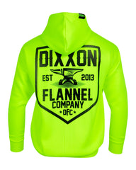 Black DFC Shield Zip Up Hoodie - Safety Green