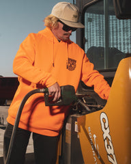 Black Party Crest Pullover Hoodie - Safety Orange