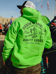 Black Quality Goods Zip Up Hoodie - Safety Green