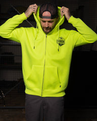 Black Working Class Logo Zip Up Hoodie - Safety Yellow