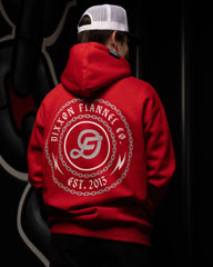 Gray & White Linked Pullover Hoodie - Red