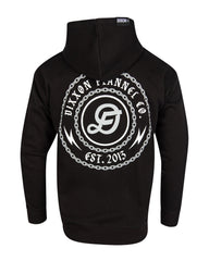 Gray & White Linked Zip Up Hoodie - Black