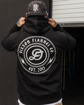 Gray & White Linked Zip Up Hoodie - Black
