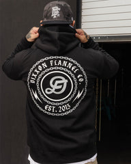 Gray & White Linked Zip Up Hoodie - Black