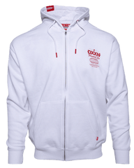 Red Tech Zip Up Hoodie - White