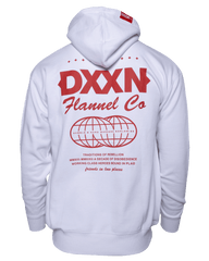 Red Tech Zip Up Hoodie - White