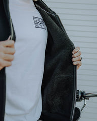 Sherpa Lined Zip Up Hoodie - Black