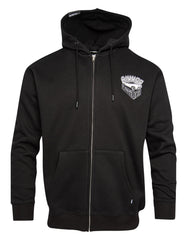 White Block Zip Up Hoodie - Black