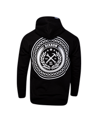 White Chain Badge Zip Up Hoodie - Black