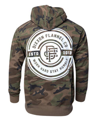 White Work Hard Badge Zip Up - Camo
