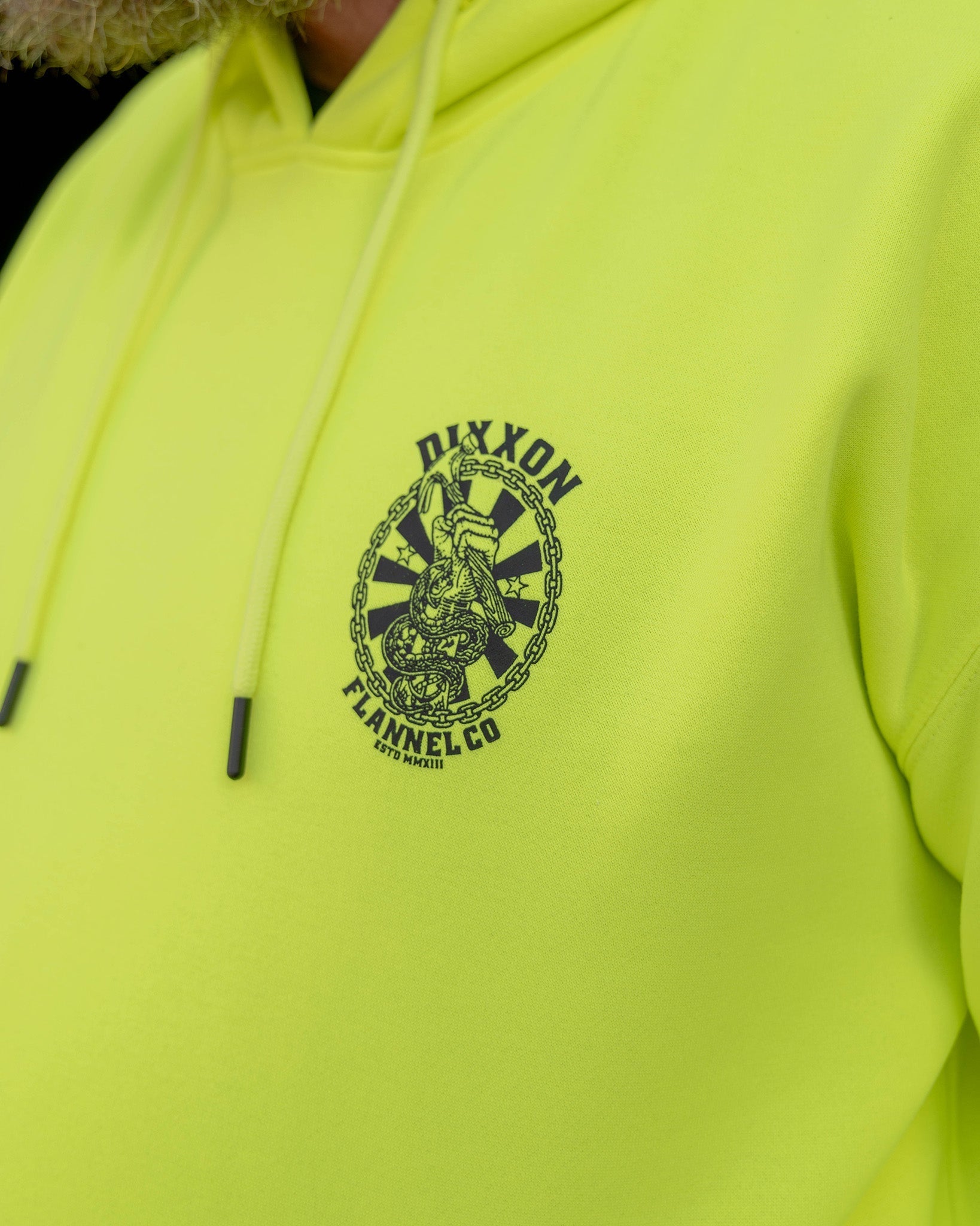 Black Hammersnake Pullover Hoodie - Safety Yellow