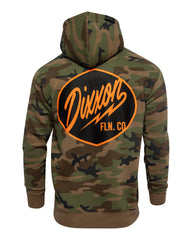 Black & Orange Esso Pullover Hoodie - Green Camo