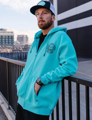 Black Salty Crest Zip Up Hoodie - Tiffany