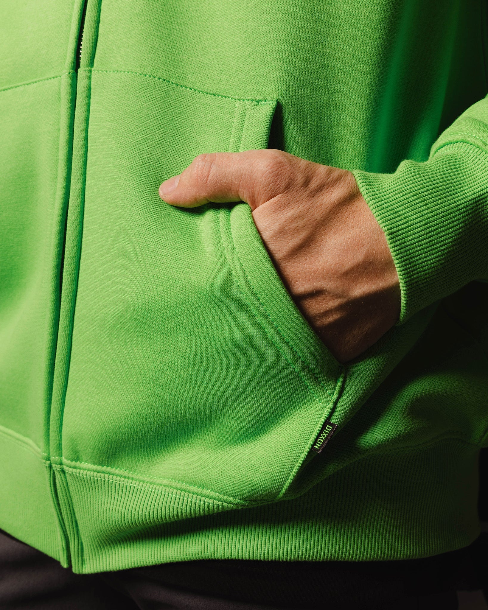 Black Working Class Logo Zip Up Hoodie - Safety Green
