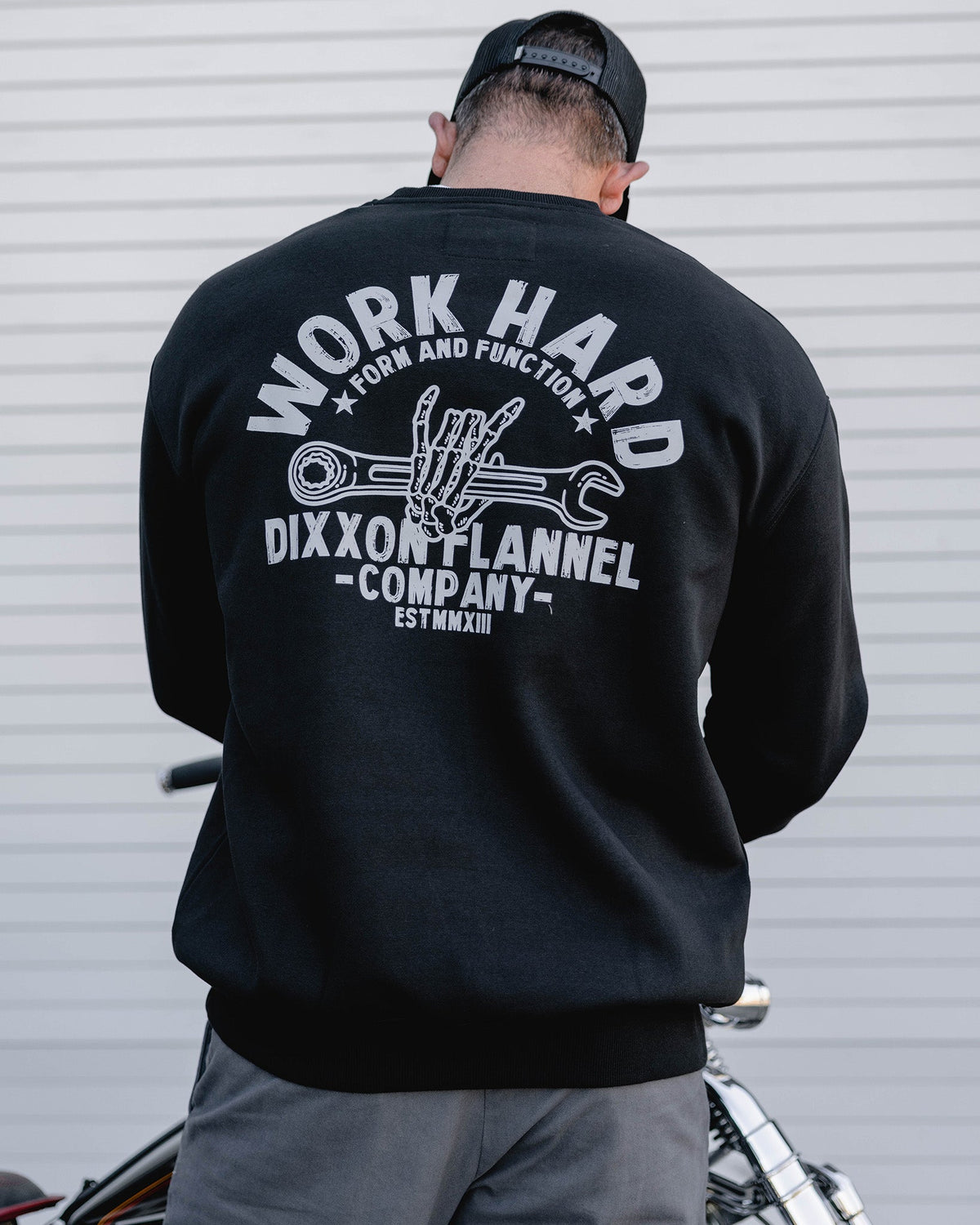 Gray Skeleton Wrench Crewneck Sweatshirt - Black