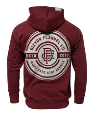 Gray Work Hard Badge Zip Up - Maroon
