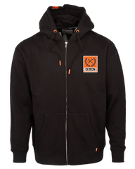 Orange Box Crest Zip Up Hoodie - Black