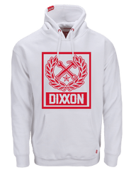 Red Box Crest Pullover Hoodie - White