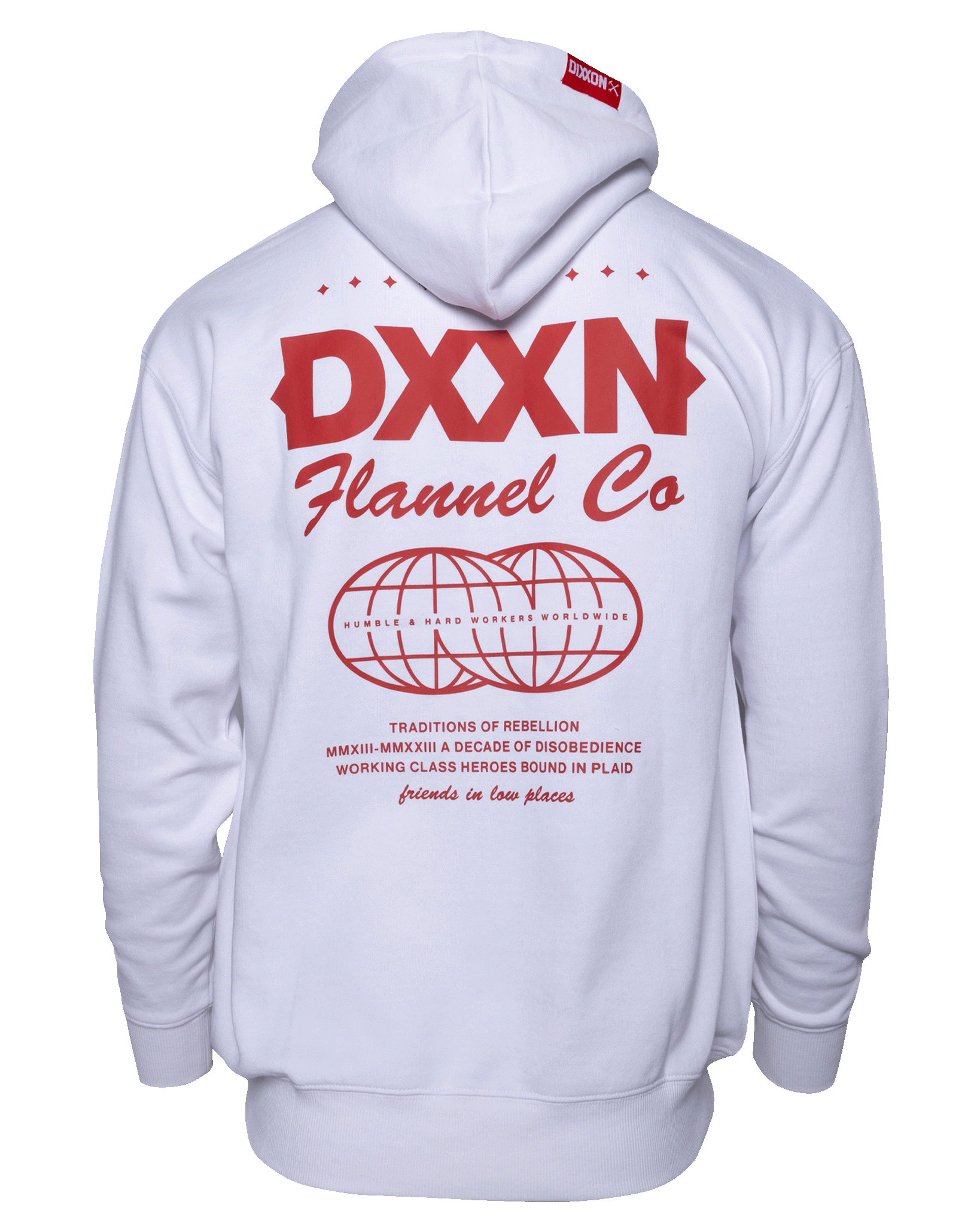 Red Tech Zip Up Hoodie - White