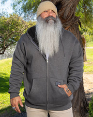Sherpa Lined Zip Up Hoodie - Heather Charcoal