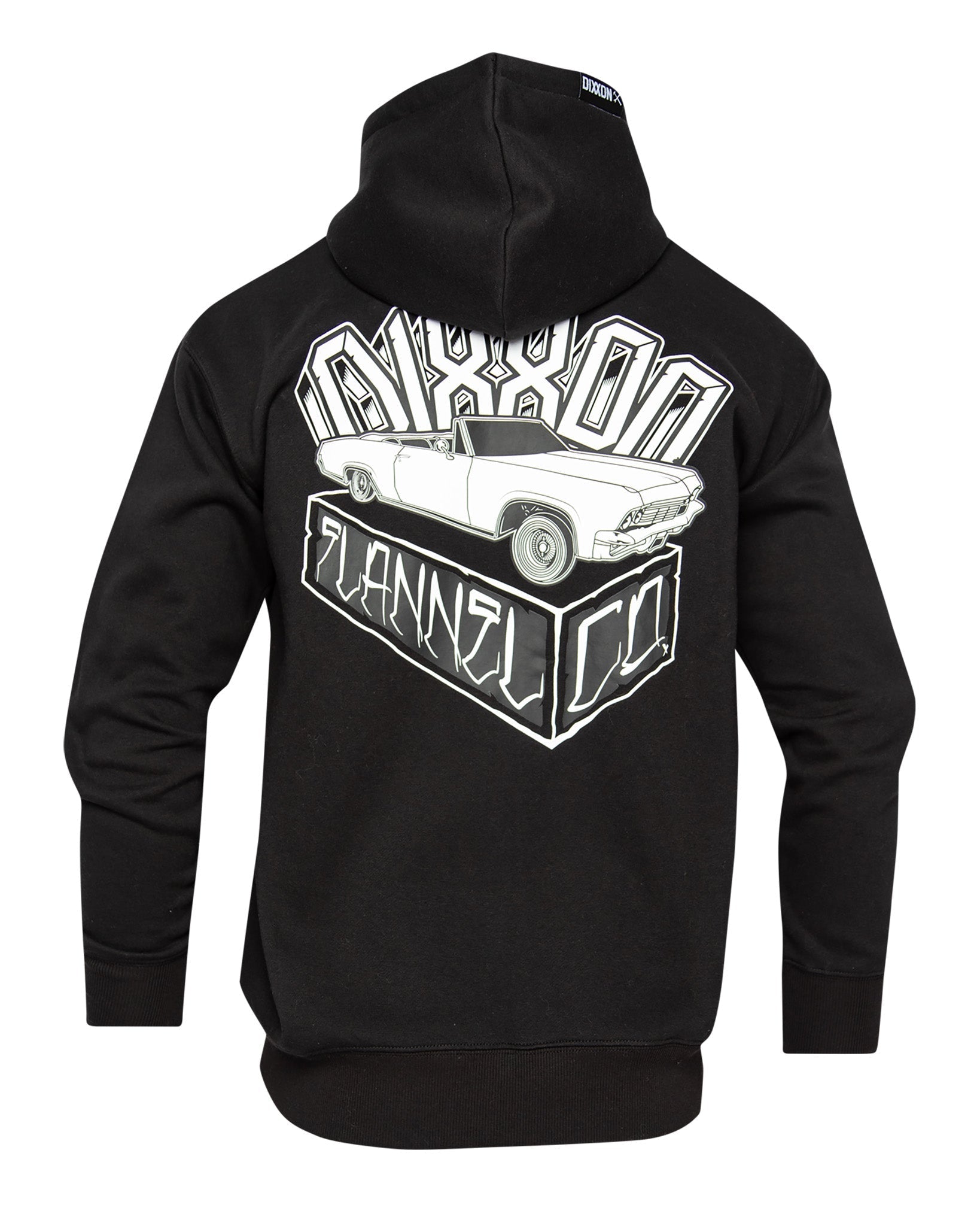 White Block Zip Up Hoodie - Black