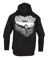 White Block Zip Up Hoodie - Black