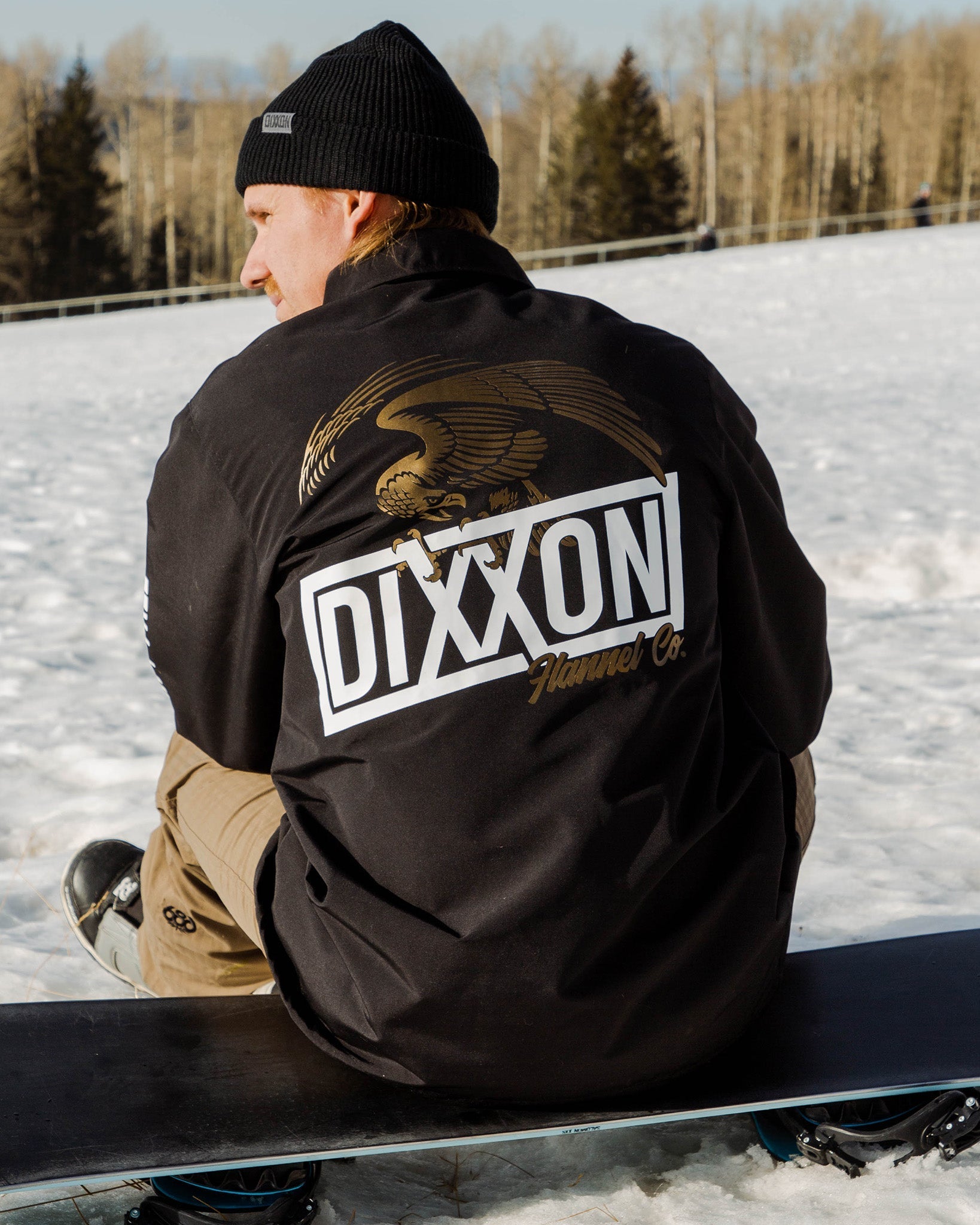 White & Gold Golden Eagle Coaches Jacket - Black