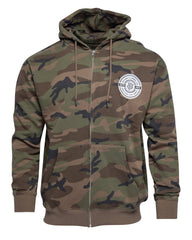 White Work Hard Badge Zip Up - Camo