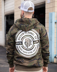 White Work Hard Badge Zip Up - Camo